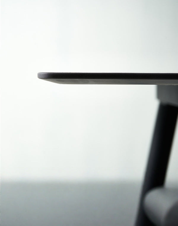Modern Black Marble Dining Table with Carbon Steel Frame