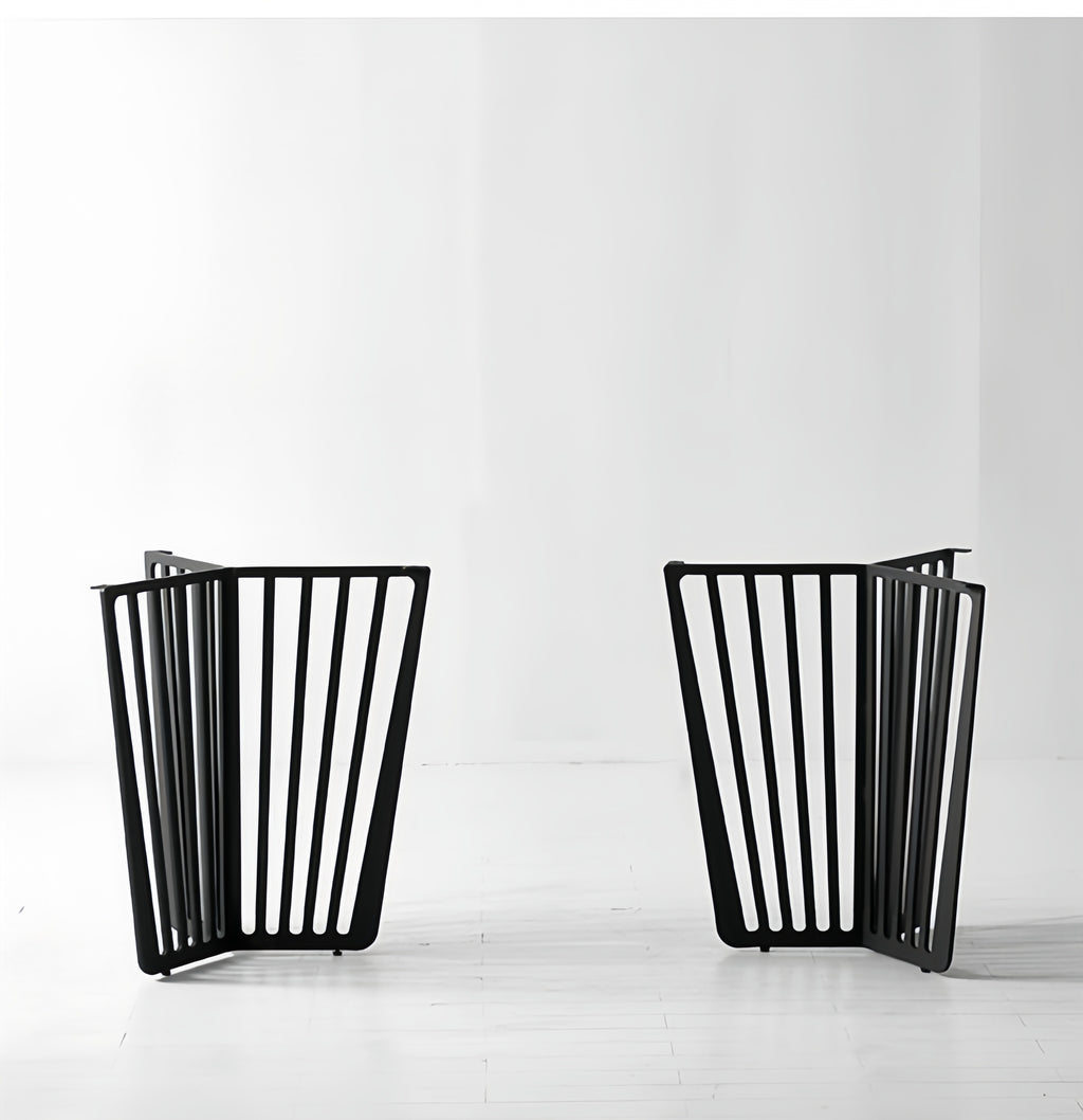 Modern Black Marble Dining Table with Carbon Steel Frame