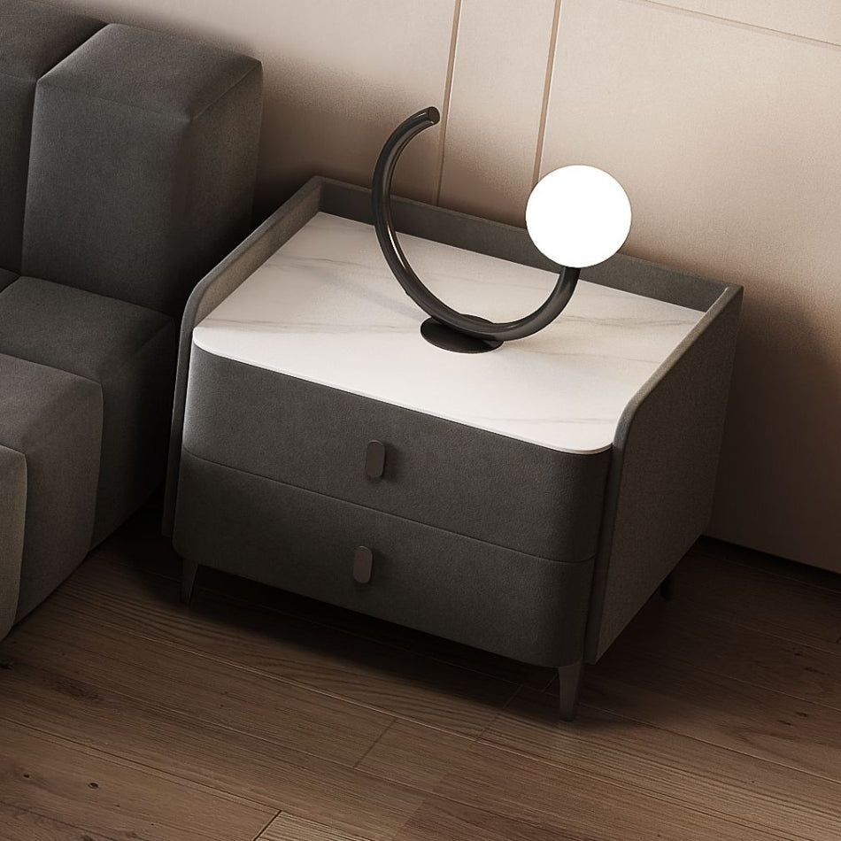 Arden Stone-Top Upholstered Nightstand