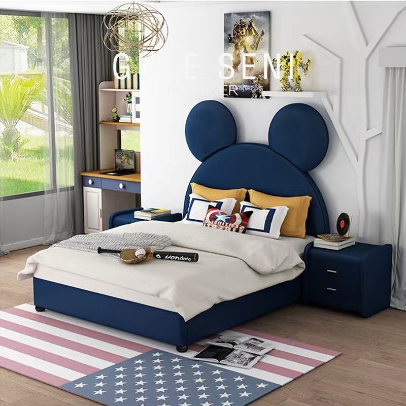 Classic Mouse-Ear Leather Kids Bed