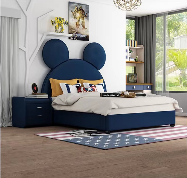 Classic Mouse-Ear Leather Kids Bed