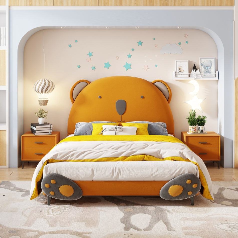 Smiling Teddy Kids Upholstered Bed