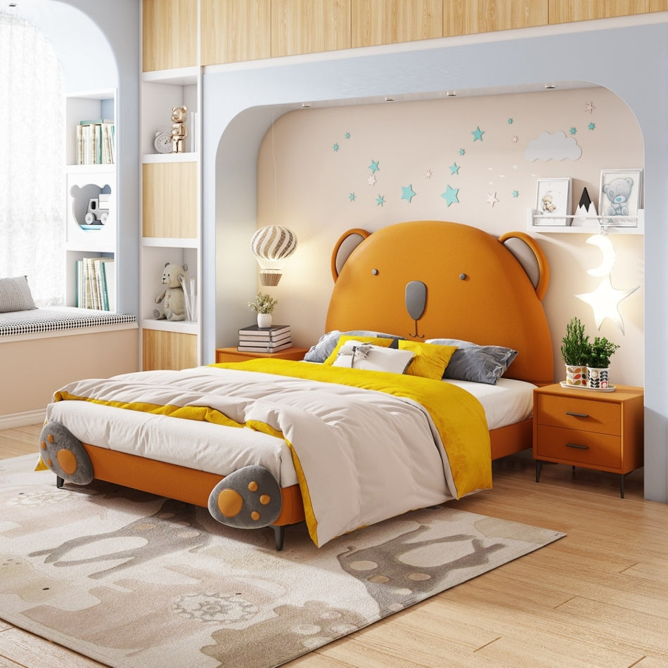 Smiling Teddy Kids Upholstered Bed