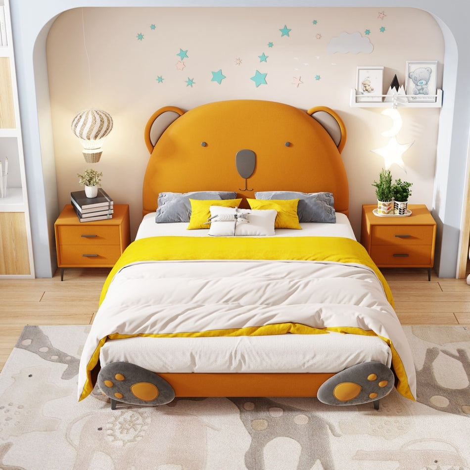 Smiling Teddy Kids Upholstered Bed