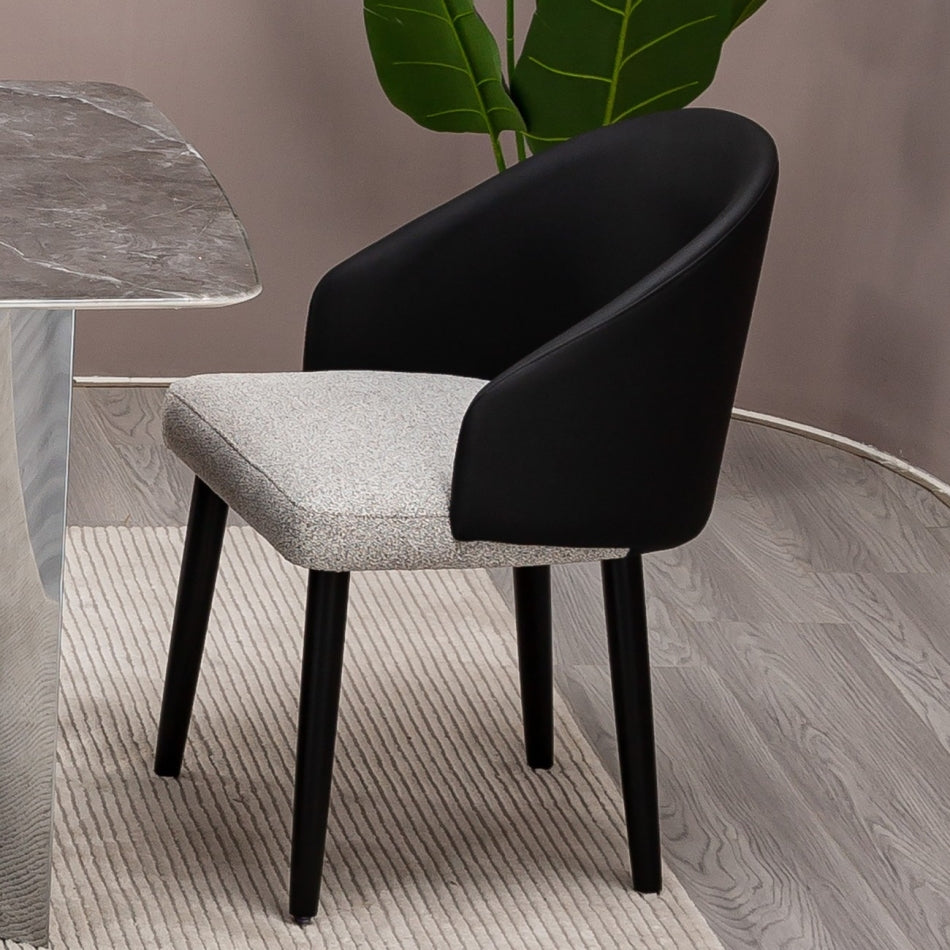 Modern Dining Chair with Fabric Seat and Solid Wood Legs