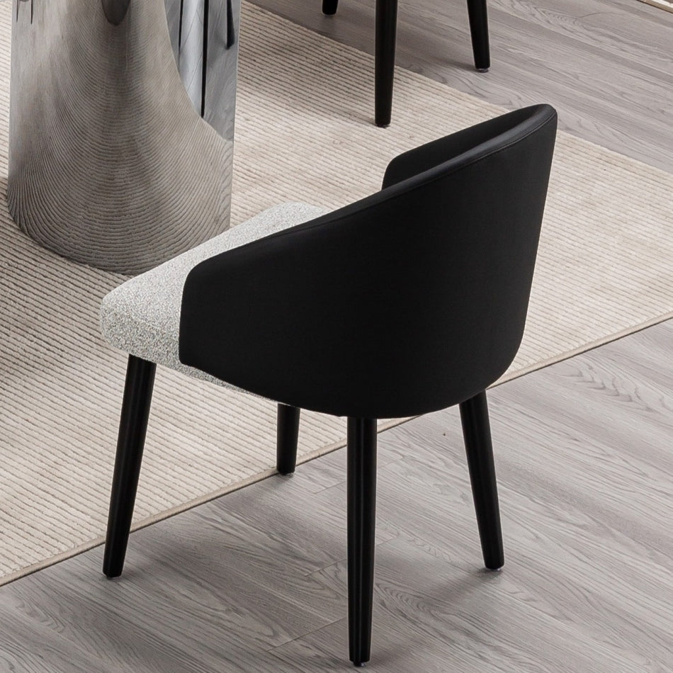 Modern Dining Chair with Fabric Seat and Solid Wood Legs