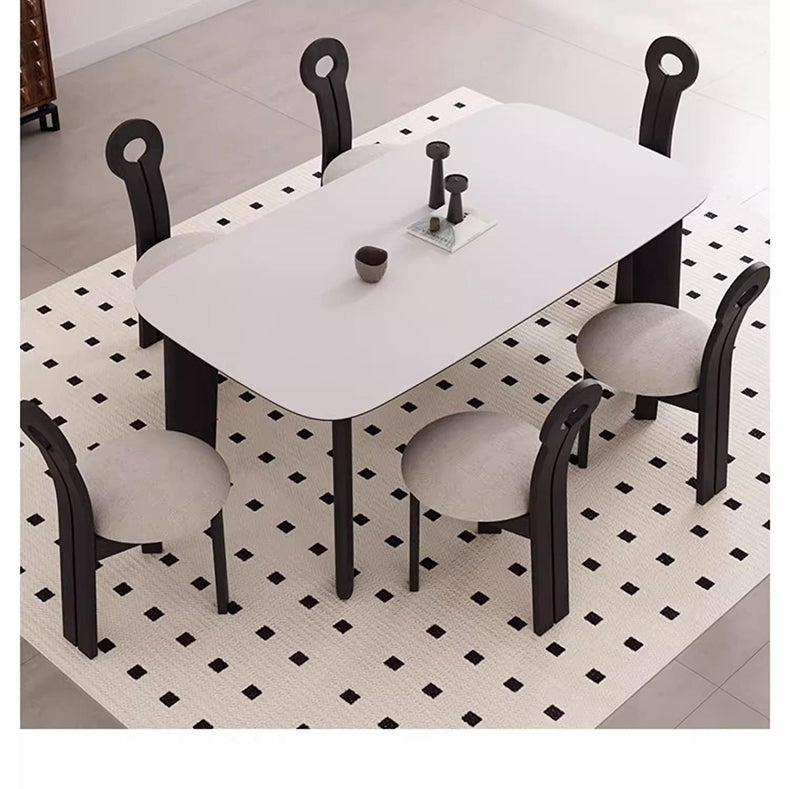 Ash Wood Dining Table with Matte White Stone Top