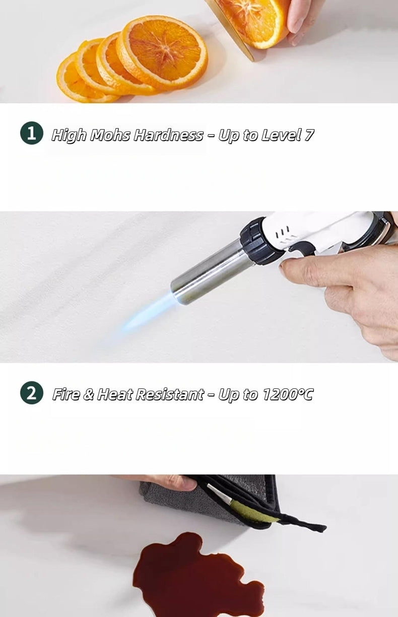 Ash Wood Dining Table with Matte White Stone Top