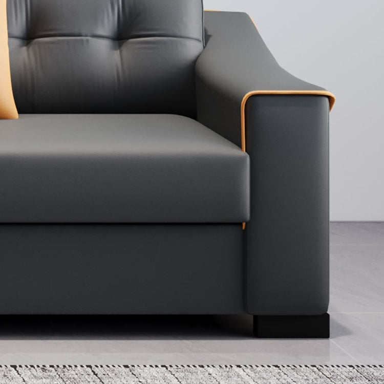 Adjustable Headrest Leather L-Shaped Sectional Sofa with Chaise