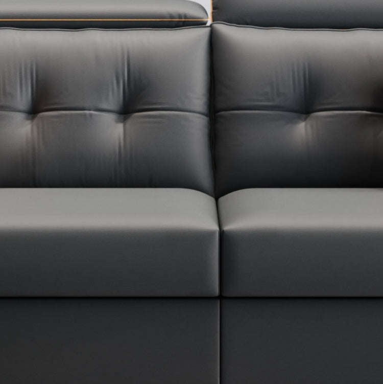 Adjustable Headrest Leather L-Shaped Sectional Sofa with Chaise