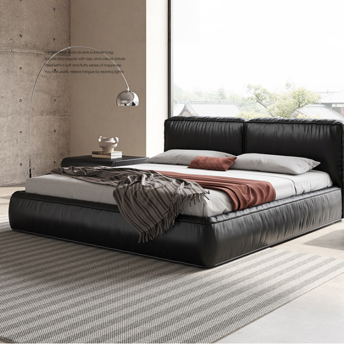 Noir Leather Upholstered Bed