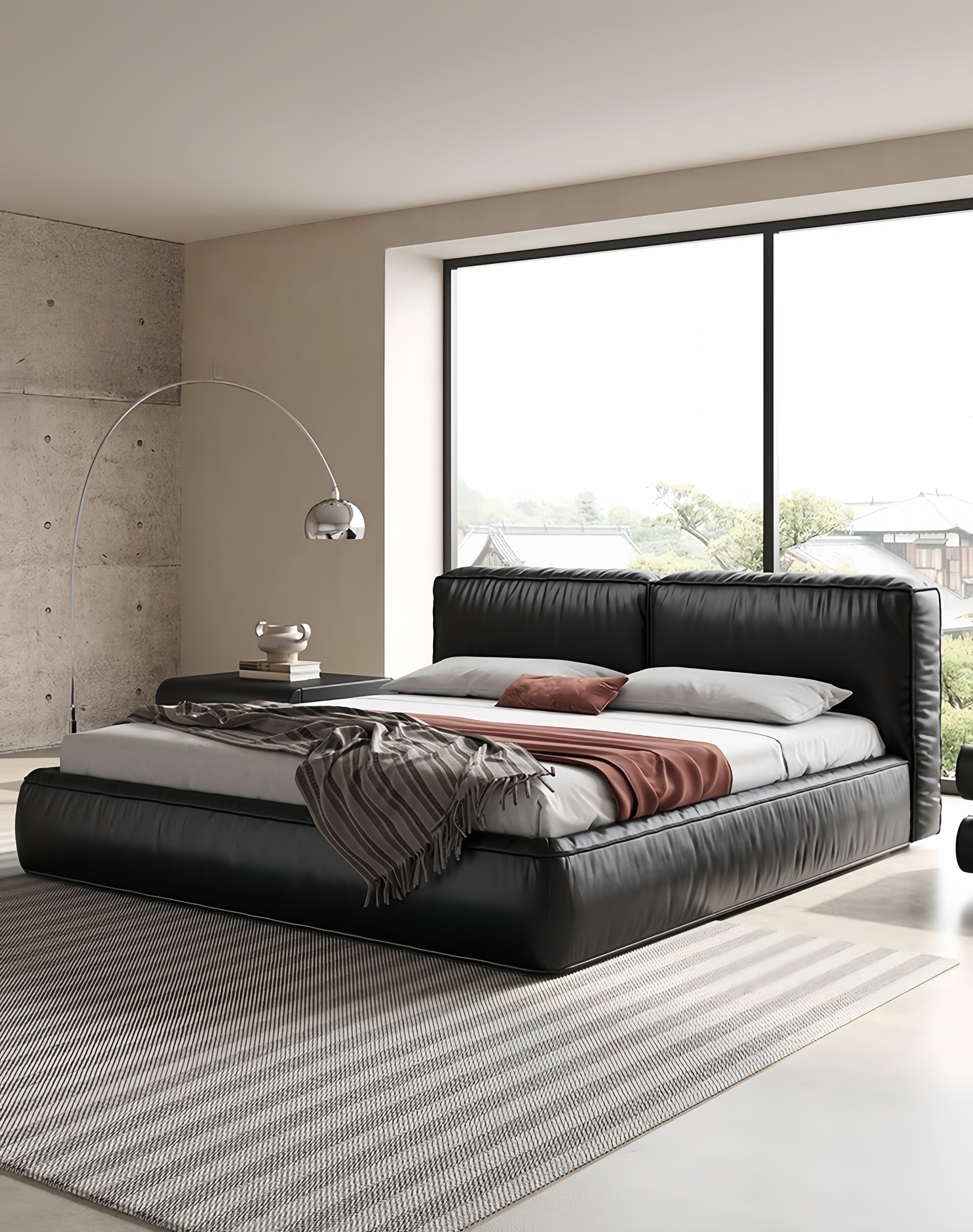 Noir Leather Upholstered Bed