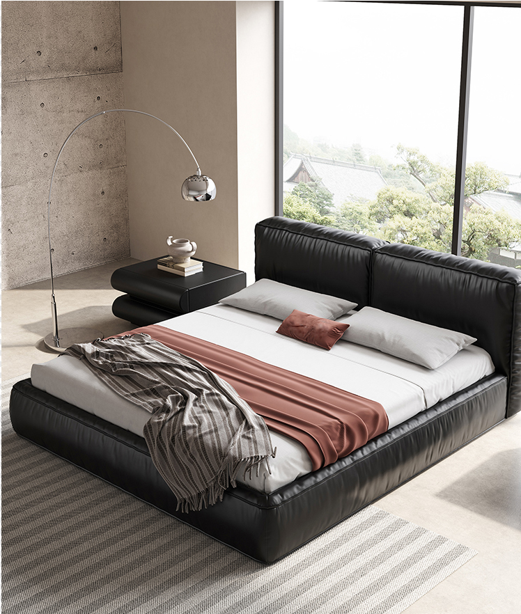 Noir Leather Upholstered Bed