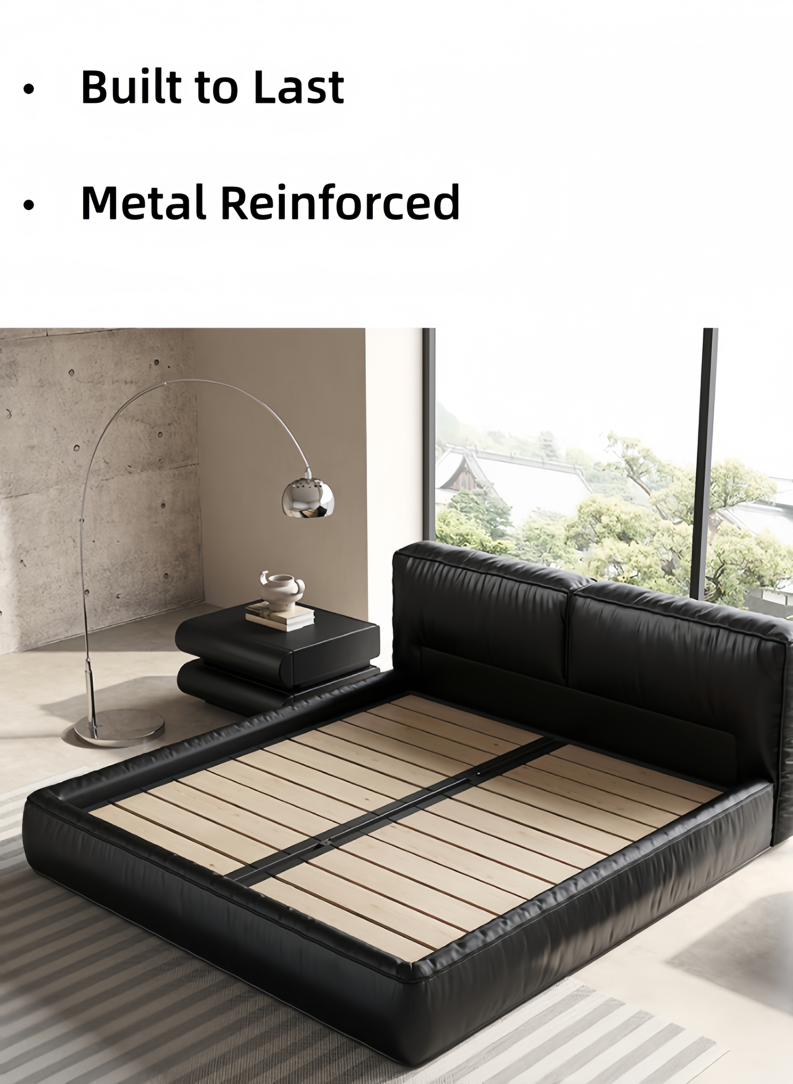 Noir Leather Upholstered Bed