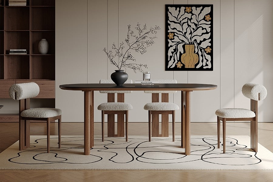 Yun Beibei Faux Wool Padded Dining Chair