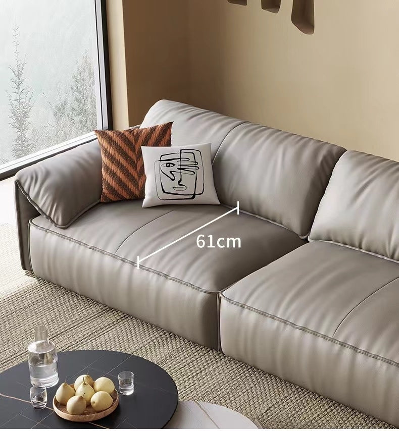 Modular Napa Leather Sofa with Adjustable Armrests