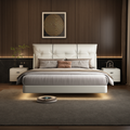 Floating Eco-Leather Bed with Hidden Support
