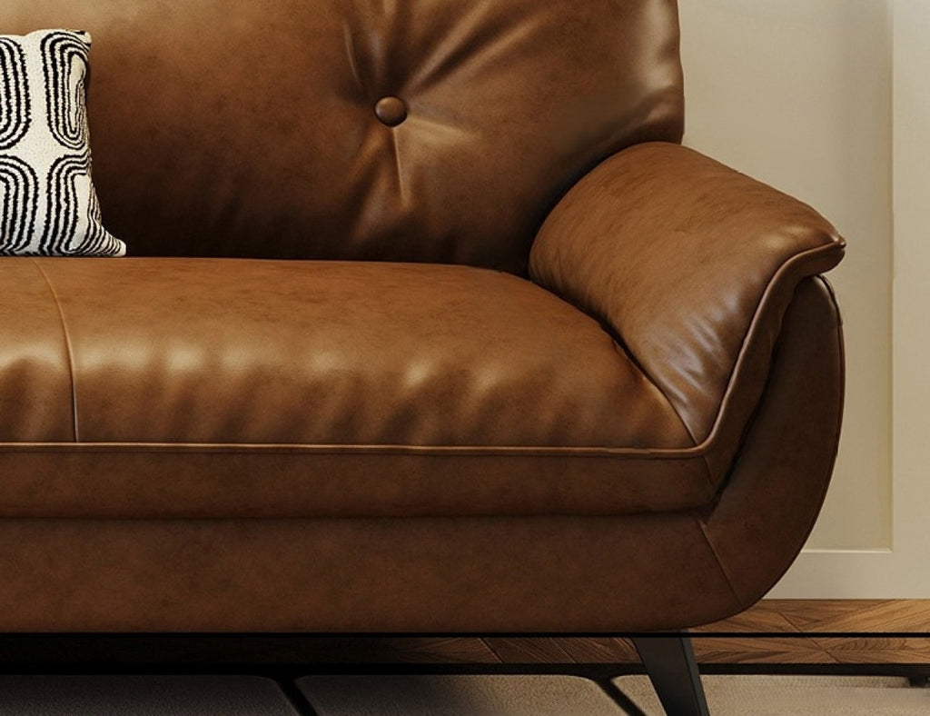 Gloss Leather Modular Sofa Set with Ottoman