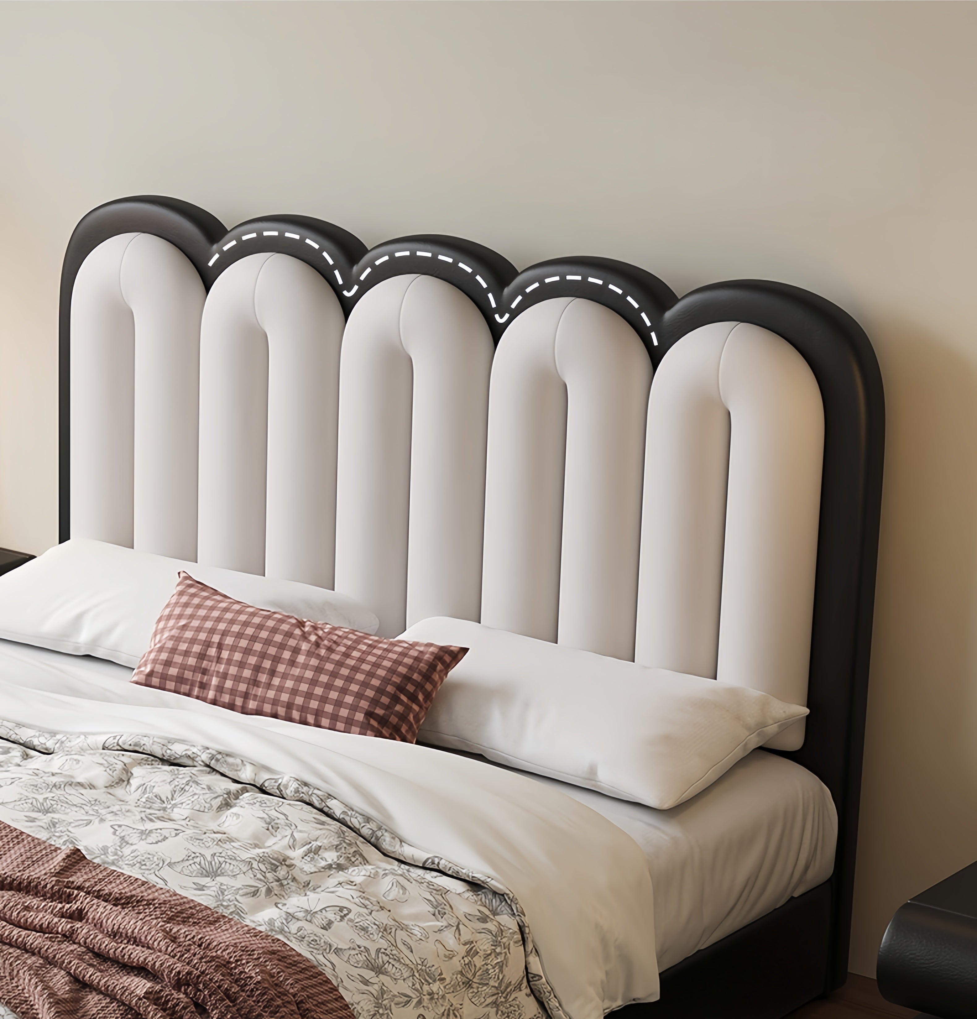 Arc Leather Upholstered Bed