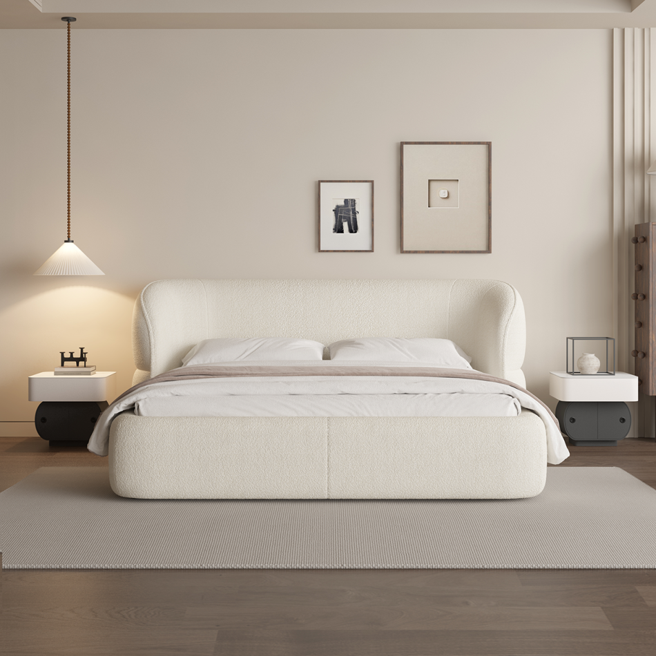 Luna Bouclé Upholstered Bed