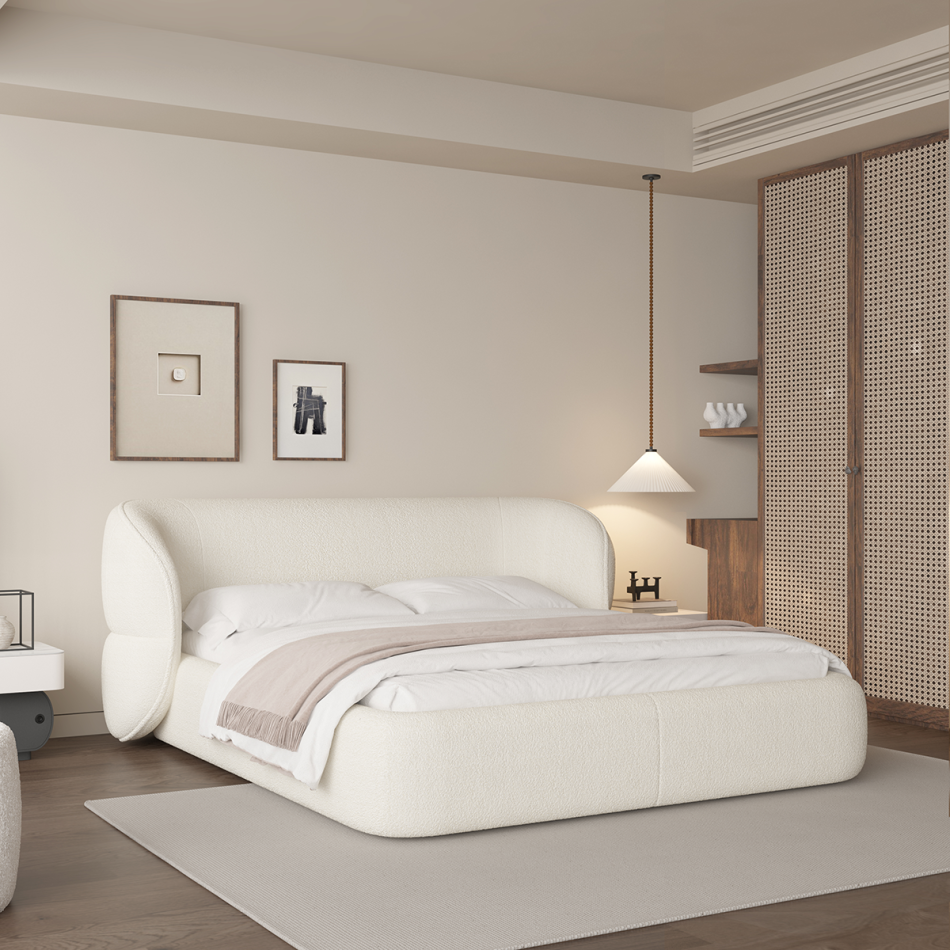 Luna Bouclé Upholstered Bed