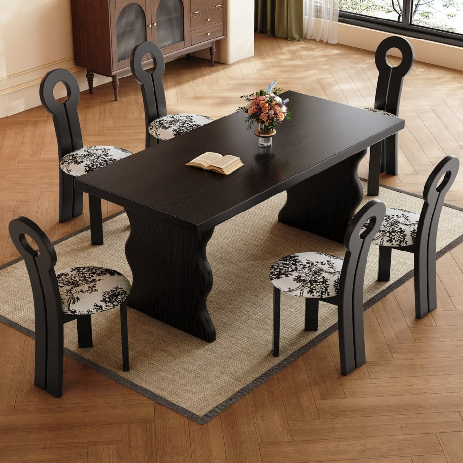 Modern Ash Wood Dining Table with Solid Wood Legs