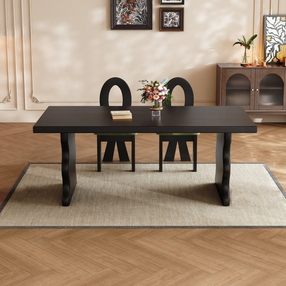 Modern Ash Wood Dining Table with Solid Wood Legs