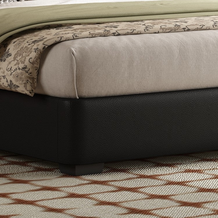 Flat-Push Manual Lift Storage Bed with Lychee-Grain Leather Upholstery