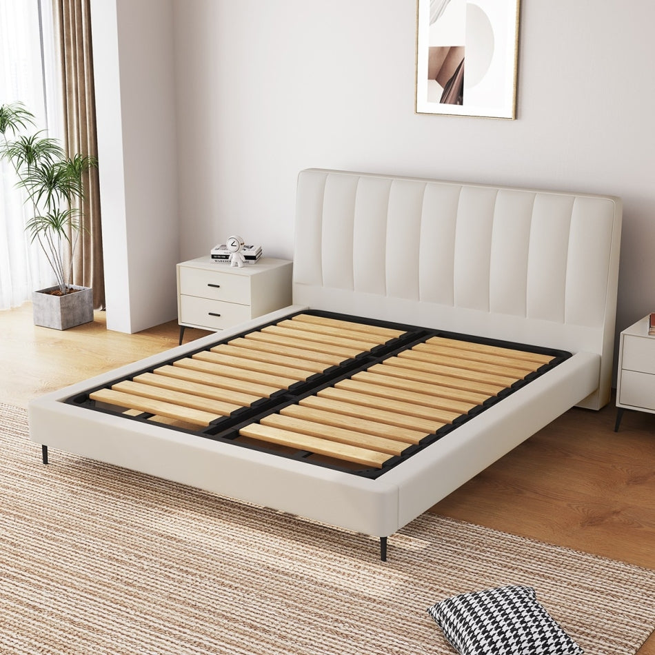Eco-Leather Upholstered Platform Bed with Tailored Edge & Storage Options