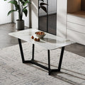 Black Steel Dining Table with Glossy Chanel Stone Top