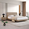 Minimalist Leather Bed with Two-Tone Feet and Tail Stop