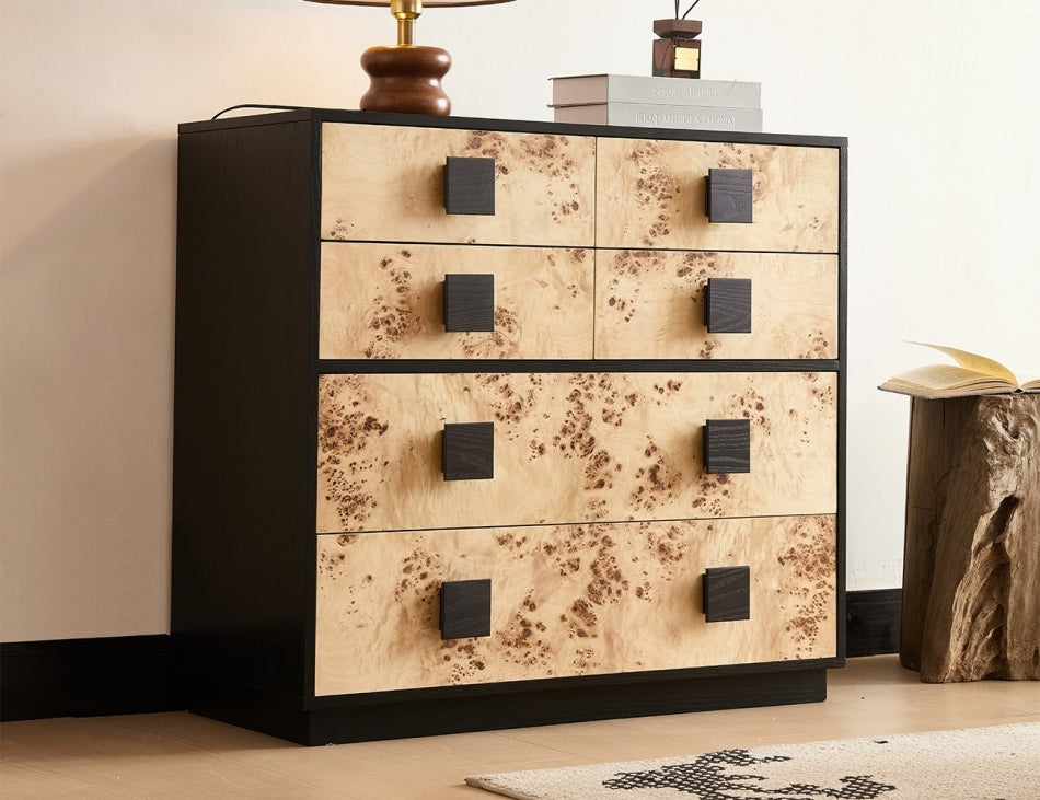 Burl Oak Accent Drawer Cabinet