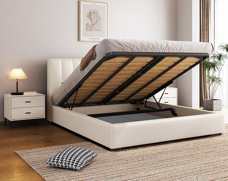 Sustainable Leather Low-Profile Bed with High Box & Tail Variants