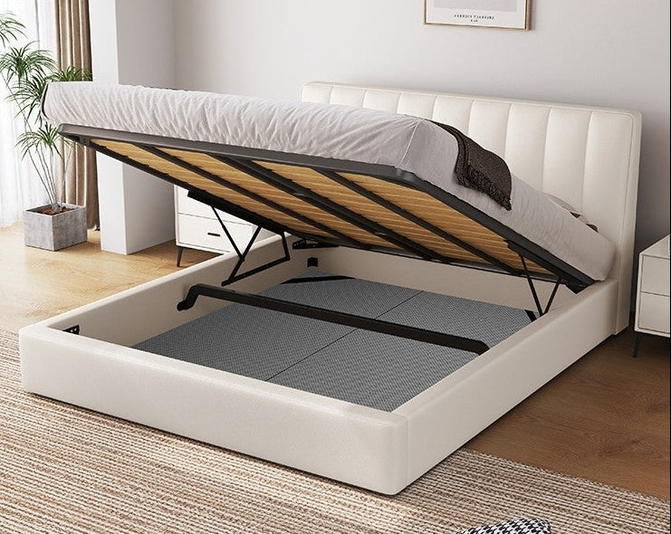 Sustainable Leather Low-Profile Bed with High Box & Tail Variants