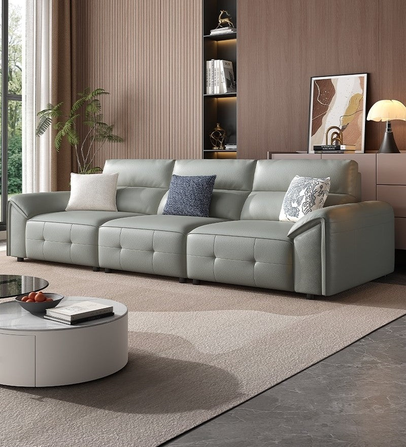 Modi Italian Minimalist Sofa with Eco-Leather & Cylindrical Steel Base