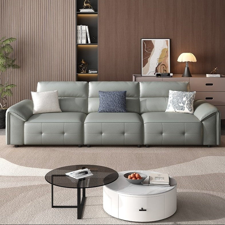 Modi Italian Minimalist Sofa with Eco-Leather & Cylindrical Steel Base