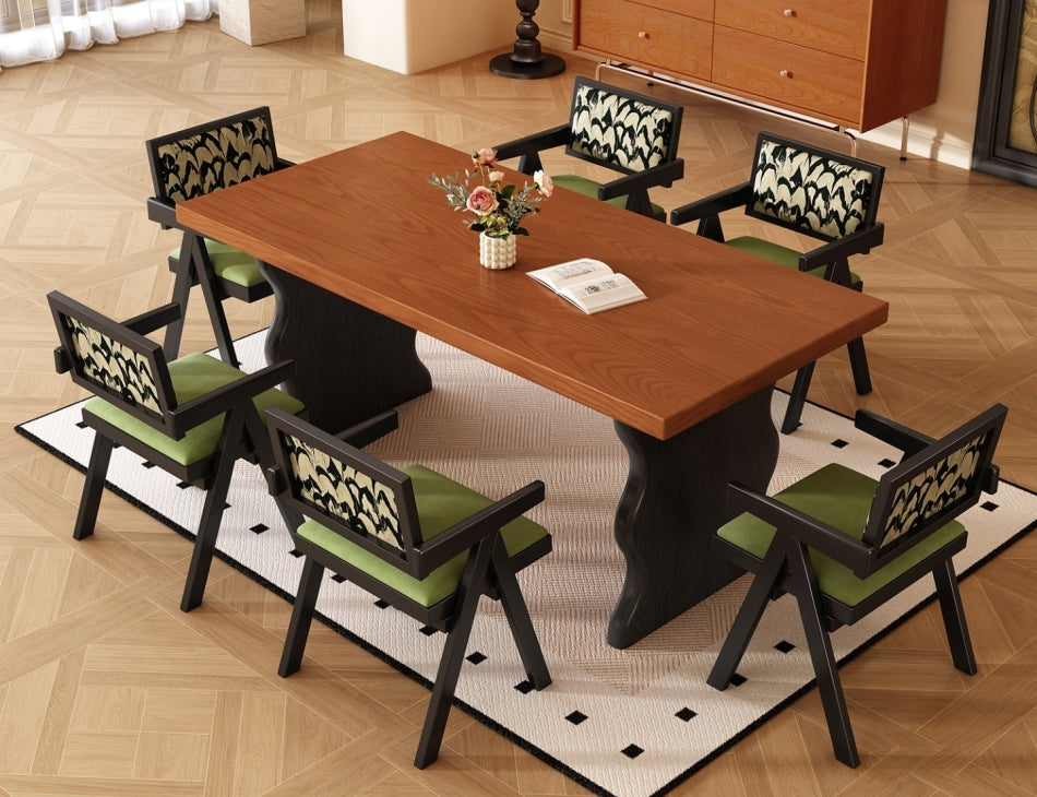 Modern Ash Wood Dining Table with Solid Wood Legs