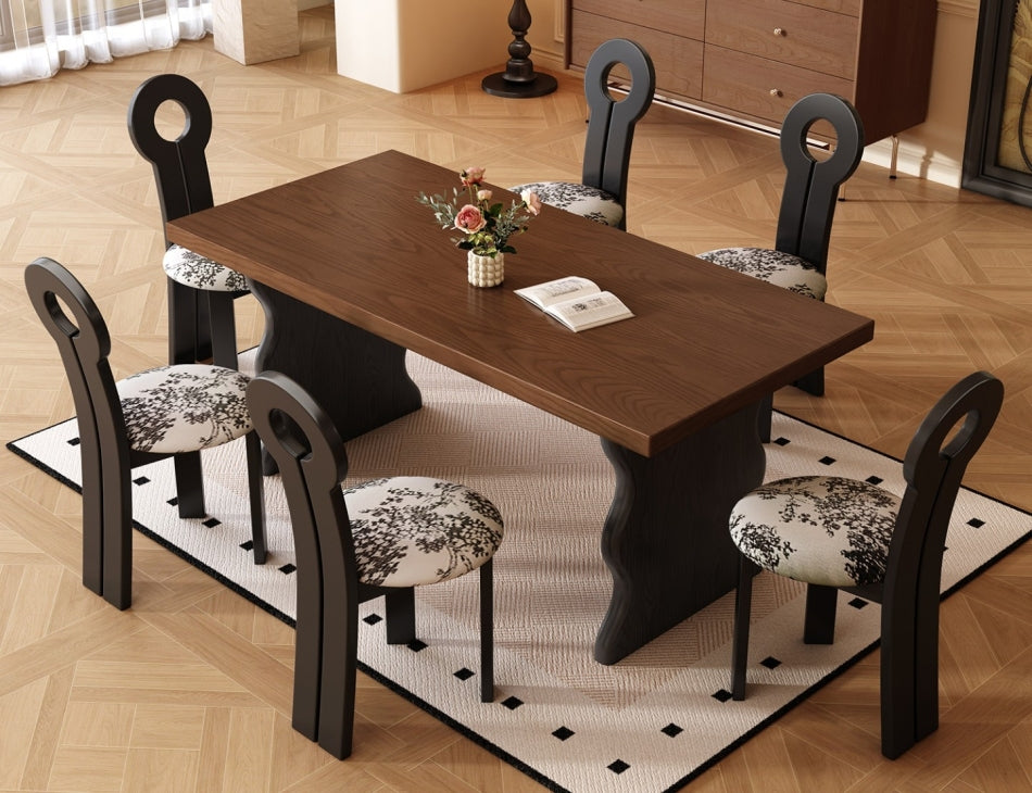 Modern Ash Wood Dining Table with Solid Wood Legs
