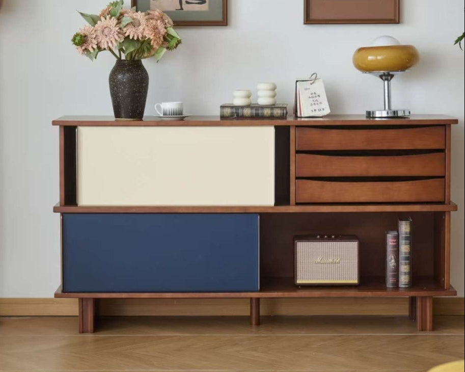 Mid-Century Rubberwood Sideboard Cabinet