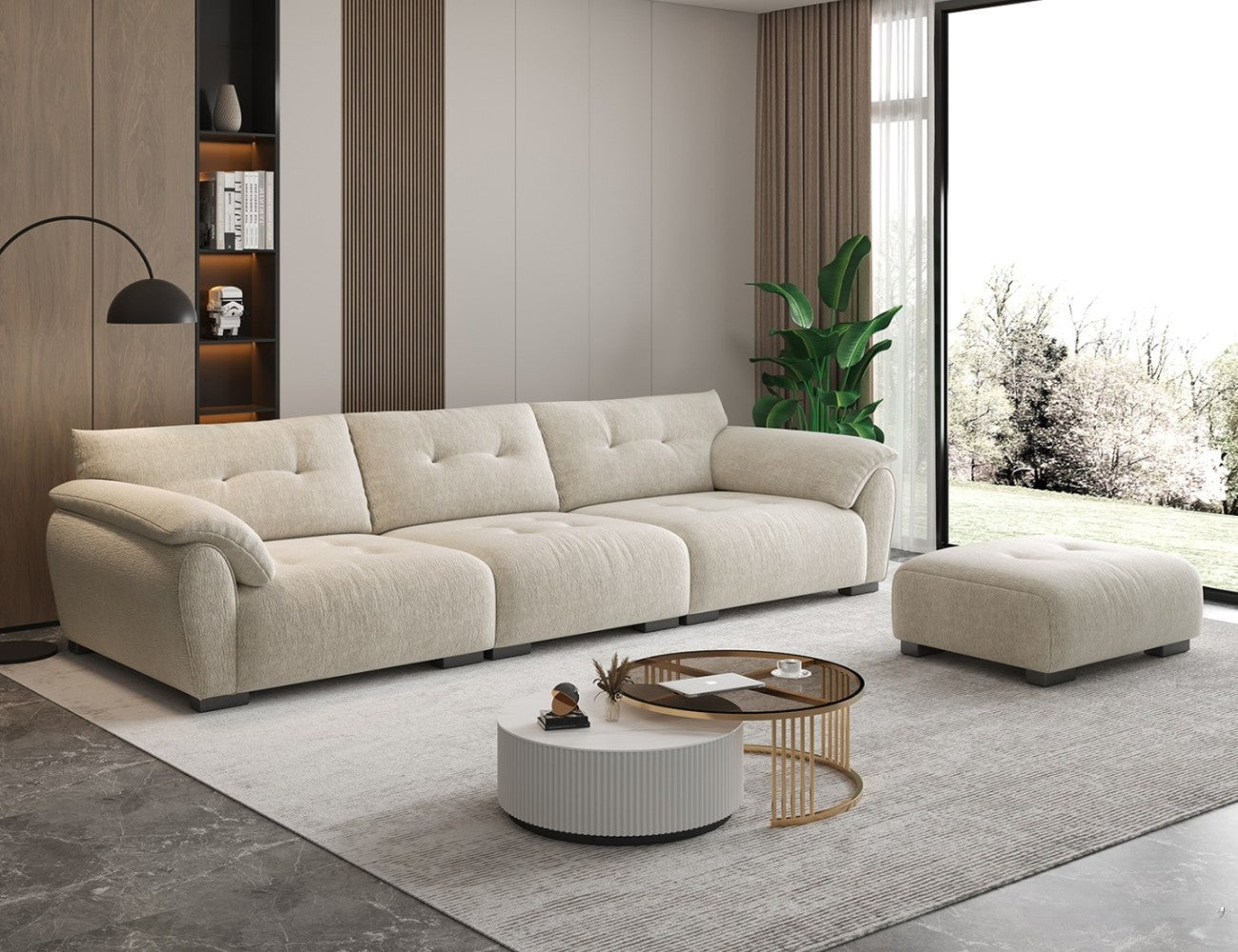 Costa Simple Chenille Alabaster Upholstery Sofa