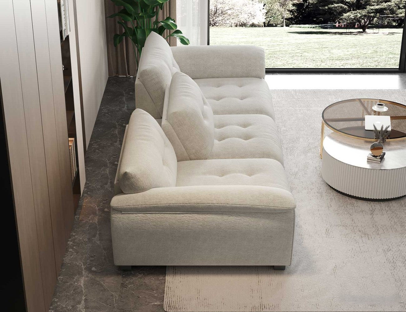 Costa Simple Chenille Alabaster Upholstery Sofa