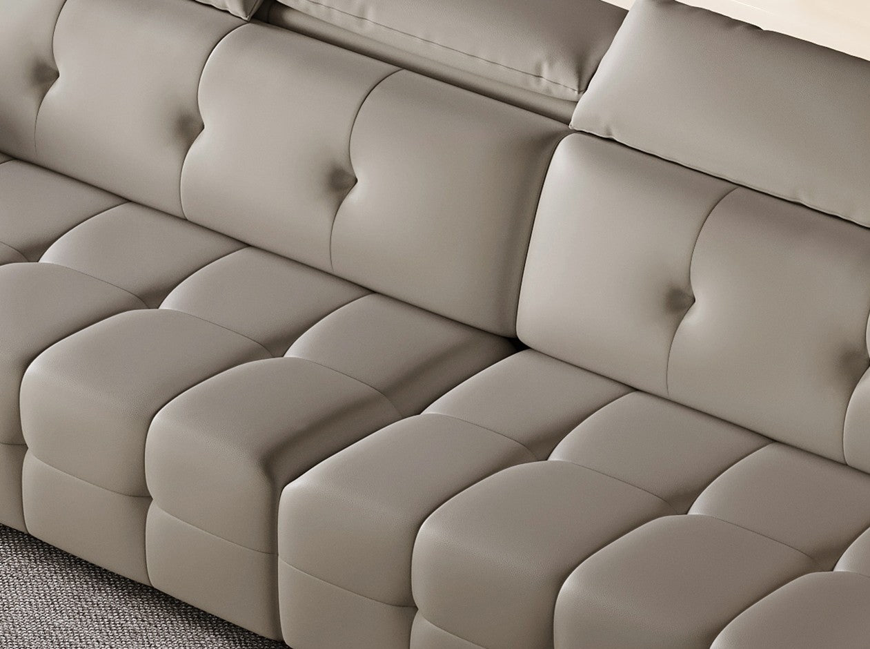 Modular Sofa with Zoned Seat Support & Dual-Material Upholstery
