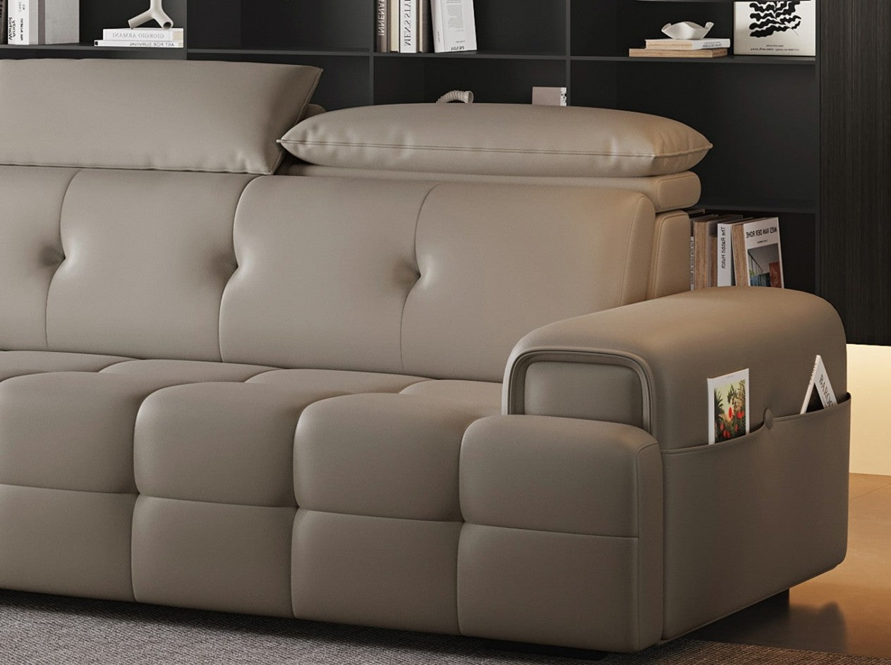 Modular Sofa with Zoned Seat Support & Dual-Material Upholstery