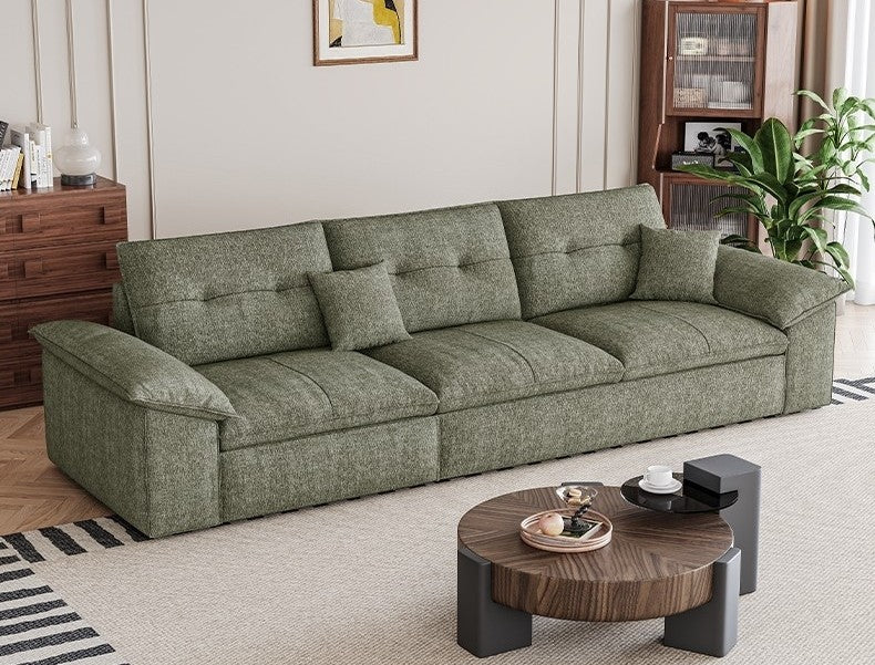 Chenille Linen Sofa with Gold-Tone Spring Support & Modular Configurations