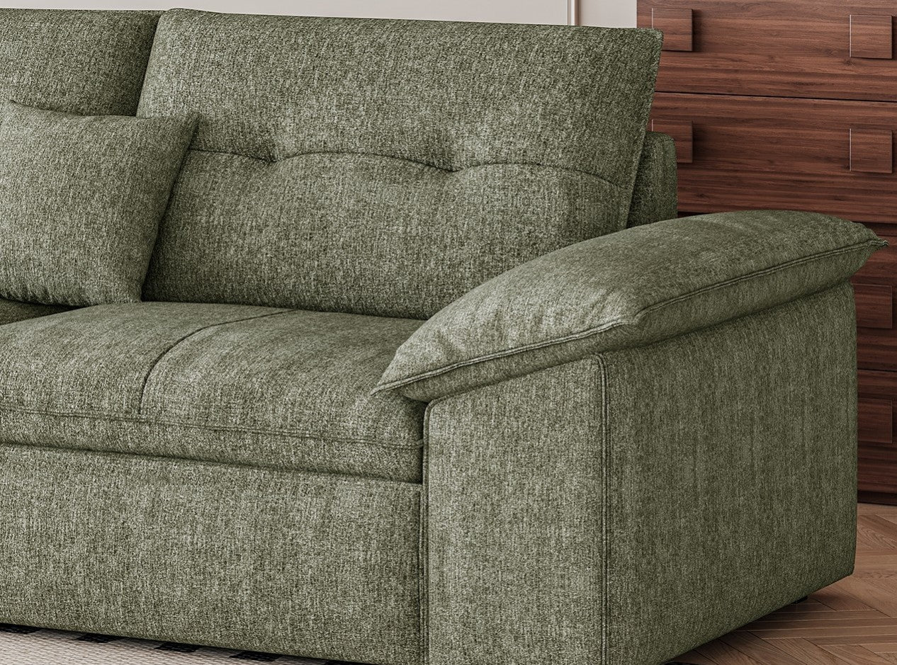 Chenille Linen Sofa with Gold-Tone Spring Support & Modular Configurations