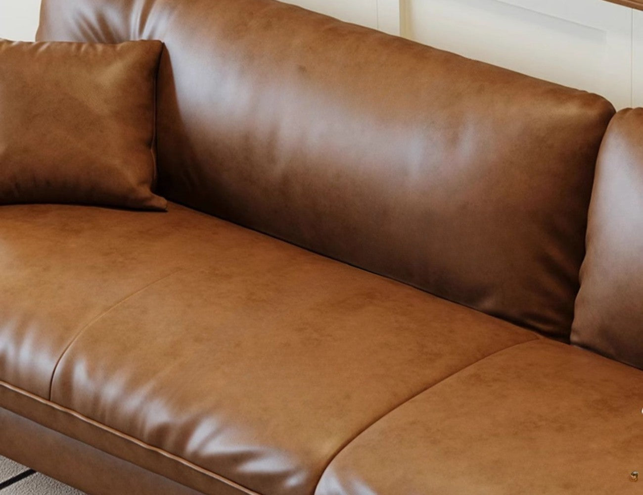 Gloss Leather Modular Sofa Set with Ottoman