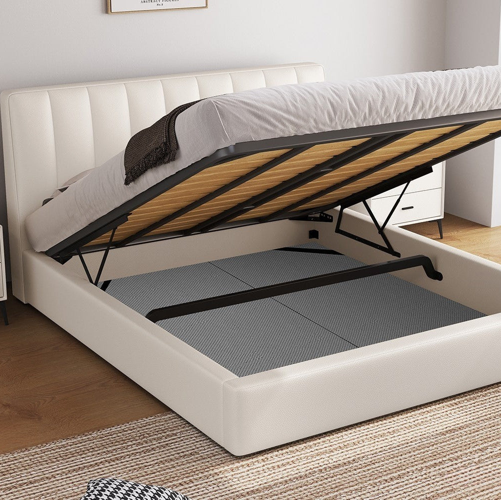 Eco-Leather Upholstered Platform Bed with Tailored Edge & Storage Options