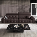 Relax & Think Modular Leather Sofa with Adjustable Headrest & Pull-Point Detailing