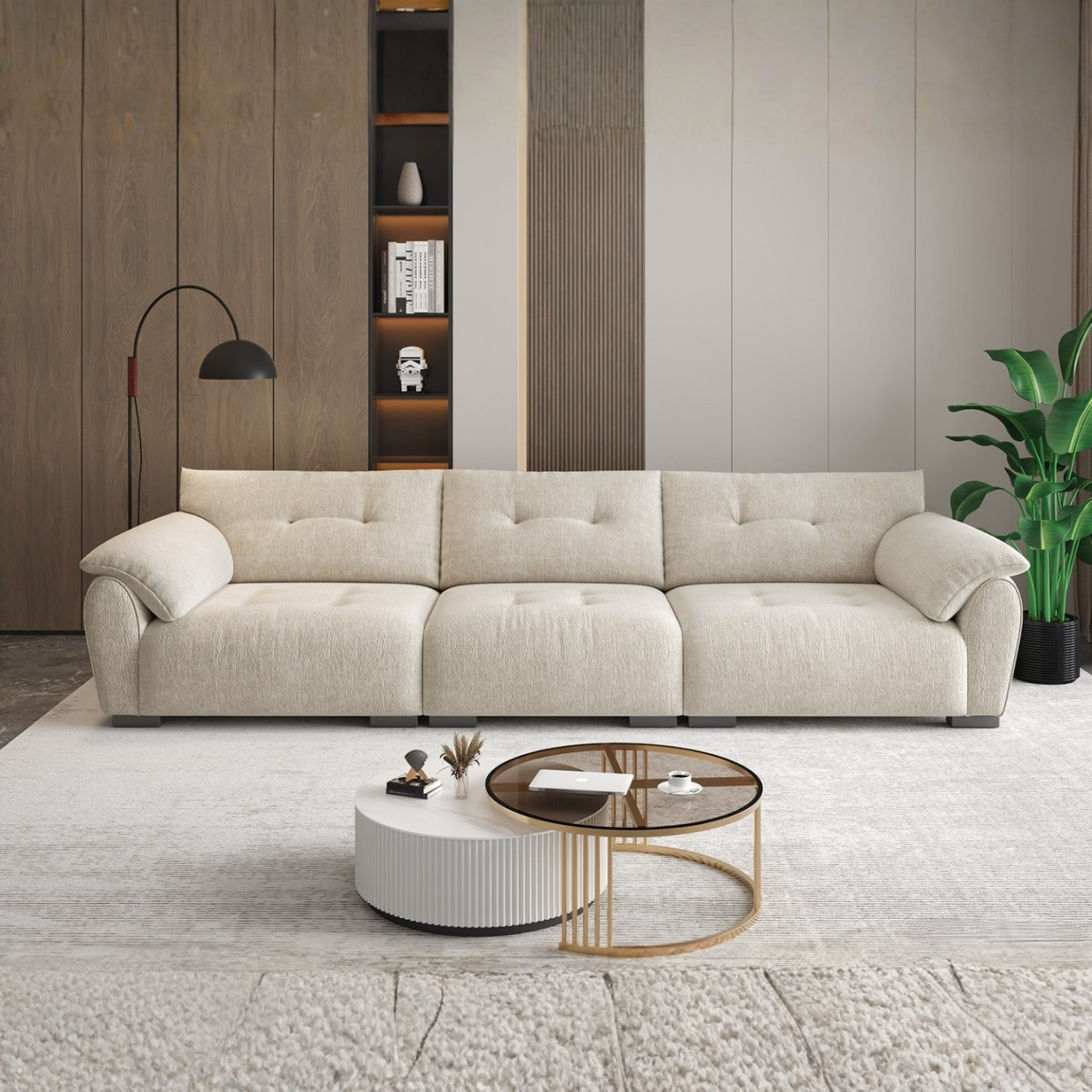 Costa Simple Chenille Alabaster Upholstery Sofa