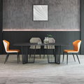 Modern Black Marble Dining Table with Carbon Steel Frame